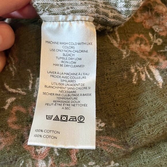 Free People We The Free Clover Floral Long Sleeve Thermal Shirt Size Large Green - Picture 12 of 16